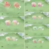 Brinco de Tarraxa Rosa de Resina Macia com Borda Iridescente Pétalas em Gradiente Misturadas em Camadas Brinco Diário Feminino Venda por Atacado