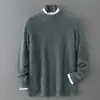 Suéter de Lana de Punto Grueso Sin Costuras Bai Cai Rong para Hombre Temporada Otoño/Invierno Cuello Semi Alto Holgado Jersey de Punto Suéter Base