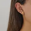 Pendiente de acero inoxidable para mujer, estilo ins frío simple, con forma de corazón amoroso, geométrico compacto, apilado, pendiente para oreja