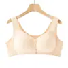 Sutiã feminino estilo colete de lingerie sem aro, com bojo push-up, para mulheres de meia-idade e idosas, com suporte lateral para os seios, fecho frontal, modelo fino para vovó