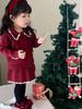 Conjunto de 2 piezas de suéter navideño para niña, chaqueta y falda con gancho en contraste, para otoño e invierno.