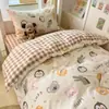 Conjunto de cama para dormitório, conjunto de três peças para estudante, conjunto de quatro peças, material escolar 100% algodão, conjunto completo de edredons e roupas de cama
