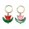 Pendientes Únicos y Exquisitos de Tulipán Fresco para Vacaciones Inspirados en Celebridades Diseño de Nicho Pendientes de Aro Florales para Mujer