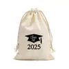 Exclusivo Transfronterizo Temporada de Graduación 2025 Bolsa de Algodón y Lino con Cordón Bolsa con Cordón Clase de 2025 Bolsa de Dulces para Fiesta