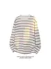 Novedad Otoño 2026 Estilo Hong Kong Blanca Talla Grande Rayas Cuello Redondo Camiseta M-5X HT26727-TeP26