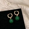 Entrada francesa brincos de luxo high-end moda all-match verde calcedônia pingente de fivela de orelha retrô requintado simples brincos diários