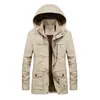 Venta Directa Exportación Otoño e Invierno Ropa Nueva para Hombre Más Terciopelo Lavada Chaqueta Casual para Hombre Cortavientos de Longitud Media Talla Grande Moderna