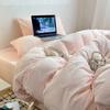 Ins Conjunto de Quatro Peças Veludo Leite Coração de Menina Coreana Camélia Inverno Espessado Veludo Coral Lençol Capa de Edredom Conjunto de Três Peças 4