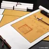 Pantalla de tira de cuatro pies, textura de lino, doble apertura de seis pies, textura de seda, rollo colgante en blanco para caligrafía, papel Xuan semi-crudo semi-cocido, rollo antiguo