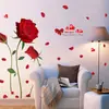 Adesivos de parede de flor rosa vermelha (Nude) quarto de casamento decoração de casamento sala de estar sofá fundo de TV adesivos românticos flores