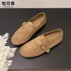 Mocasines planos retro de piel genuina para mujer, nueva colección otoño 2026, sin cordones, completamente cerrados, estilo Birkenstock, y zapatos casuales