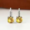 Brincos de moda simples transfronteiriços multicoloridos com zircônia diamante redondo de quatro garras fecho de orelha brincos super brilhantes tamanho grande estilo frio