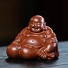 Mascota de Té de Arcilla Púrpura de Yixing Pequeña Figura de Buda Hecha a Mano Bolsa de Tela Dahongpao Escultura de Buda Maitreya Juego de Té Accesorios para Ceremonia del Té