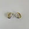 Pendientes Vintage de Bloques de Color Dorado y Plateado Estilo Hong Kong para Mujer, Pendientes de Plata con Aguja de Plata de Lujo Ligero de Gama Alta, Pendientes de Aro Lisos Minimalistas de Nicho