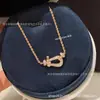 Colar de Ferradura Feijia, Luxo Leve, Banhado a Ouro Rosa 18K, Fecho de Ferradura de Nicho, Corrente de Clavícula em Forma de U, Corrente Torcida, Simples e Elegante