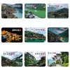Ímã de Geladeira de Vidro Cenário da Cidade Antiga de Gongtan Construções Sobre Palafitas na Margem do Rio Wujiang Montanhas e Rios Souvenir Cultural e Criativo Presente com Sucção Magnética