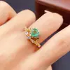Anillo de Esmeralda Natural al por Mayor de Fábrica Plata S925 Incrustado con Piedra Principal 6*6 Joyería de Lujo Venta Directa de Fábrica Piedra Preciosa
