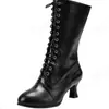 Novos Sapatos Femininos Outono e Inverno 2026, Bico Fino, Versátil, Tamanho Grande 40-43, Salto Grosso, Cadarço, Botas Martin, Botas Femininas