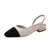 Sandalias de Estilo Tweed con Bloques de Color y Punta Francesa para Mujer 2025 Nuevos Zapatos de Verano para Mujer con Suela Plana, Punta Cuadrada Retro para Mujer