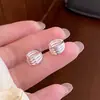 Brincos de Prata 925 Estilo Coreano de Argola Listrados Múltiplas Camadas Minimalistas Chiques Ins Amigáveis à Pele Versáteis