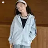 Chaqueta con Capucha para Niña 2026 Nuevo Estilo Otoño, Sudadera Cardigan para Niños Talla Mediana y Grande, Camisa con Cremallera de Manga Raglán, Top de Manga Larga para Niños