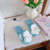Verano Nuevas Chanclas de Flor Phalaenopsis Zapatos de Playa para la Orilla del Mar Pantuflas Casuales de Vacaciones para Niña Pantuflas Planas