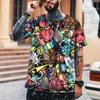 Nova Moda Masculina Rua Hip Hop Graffiti Impressão 3d Leica Poliéster Tecido de Alta Qualidade Camiseta Tamanho Europeu