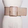 Cinturón de mezclilla con hebilla cuadrada para mujer, de cuero, simple, combinable con todo, ancho, estilo coreano, universal para estudiantes, moda, moderno, cinturón para pantalones