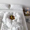 Conjunto de quatro peças em malha jacquard bolha de algodão puro, fresco e delicado, minimalista e confortável, amigo da pele, capa de edredom de algodão puro, lençol e lençol com elástico