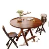 Mesa Plegable, Mesa de Comedor para el Hogar, Mesa Redonda Portátil para Puesto al Aire Libre, Mesa de Té, Sencilla Mesa de Comedor y Sillas para Alquiler de Apartamento Pequeño