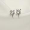 Plata de Ley 925 Chapado en Oro Oro Blanco Oro Rosa Estilo Princesa DIY Circonita Cúbica Diamante Individual Aretes de Presión Pasadores de Oreja Accesorios para Orejas
