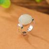 Um Veado Prata S990 Pé Banhado a Prata Hetian Jade Novo Estilo Chinês Retro Amarelo Deus da Riqueza Seis Caracteres Palavras Verdadeiras Anel Anel de Abertura