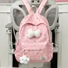 Mochila Escolar Transfronteriza para Estudiantes, Versátil Mochila Femenina de Lunares con Lazo de Alto Valor, Mochila Estilo Japonés