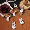 Pendientes de Madera Impresos Personalidad Transfronteriza Halloween Venta Caliente Fantasma Divertido Creativo Calabaza Gancho para Oreja Fiesta Festiva