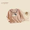 Camiseta feminina outono estilo coreano 2026 nova chegada, top casual de renda para bebês e crianças pequenas, camiseta básica infantil primavera e outono, Classe A