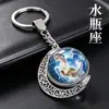 Llavero de los Doce Signos del Zodíaco para Hombres y Mujeres, Colgante para Mochila de Estudiante, Llavero Colgante Giratorio de Luna Doble Cara del Zodíaco Grande