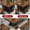 Conjunto de Mesa de Chá e Cadeiras em Madeira Maciça Uma Mesa Cinco Cadeiras Novo Estilo Chinês Mesa de Chá para Escritório Uso Doméstico Conjunto de Chá Mesa para Preparo de Chá Conjunto Completo Integrado