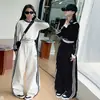 Conjunto de Moda para Niñas 2026 Primavera/Otoño Nuevo Elegante Estilo Callejero de Celebridad de Internet Sudadera con Capucha de Manga Corta Larga Pantalones de Pierna Ancha Conjunto de Dos Piezas