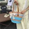 Bolsa de Palha Trançada de Verão Novo Estilo Transfronteiriça para Mulheres, Bolsa de Ombro Tote de Grande Capacidade, Bolsa Texturizada para o Dia a Dia/Praia