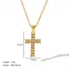Collar de cruz de diamante de oro de 18k Europa y Estados Unidos no se decolora estilo hip-hop collar de acero inoxidable transfronterizo para Cruz