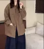 Jaqueta feminina de veludo cotelê retrô de alta qualidade, novo estilo outono, corte solto para mulheres plus size, top versátil e que afina a silhueta