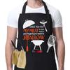 Exclusivo Transfronterizo Delantal Negro para Hombre con Estampado de Letra Divertida, Bolsillo, Banda para el Cuello Ajustable, Impermeable, Delantal de Cocina