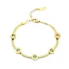 Artículo Popular Transfronterizo Europeo y Americano: Pulsera de Cadena de Jade con Cuchilla Romana de Circonita Blanca de Cinco Piezas con un Estilo Minimalista de Alta Gama