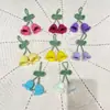 2 Pingentes de Flor de Lírio-do-Vale Lã Ins Crochê Chaveiro Finalizado Acessórios de Joia Super Fofo Flor de Orquídea Cordão Crochê
