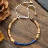 Pulsera trenzada de pareja con cuentas de piedra emperador y virutas de madera de cáscara de coco Exquisita y moderna Pulsera ajustable de piedra natural Pulsera para mujer