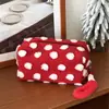Bolsa de Maquiagem de Lã Portátil com Bolinhas, Bolsa de Armazenamento, Bolsa de Mão, Necessaire de Grande Capacidade, Bolsa Interna com Grande Capacidade e Compartimentos