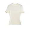 Camiseta de Punto Manga Corta Hueca con Lazo Redondo Moda Femenina Dulce Picante Chica Ajustada Favorecedor Chic Elegante Top