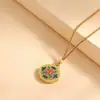 Collar Colgante Cuadrado de Esmalte Estilo Chino con Diseño Hueco de Filigrana e Incrustaciones de Esmalte Colorido, Joyería Versátil de Alta Gama Estilo Corte Vintage