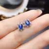 Venta al por mayor de fábrica Pendientes Populares de Zafiro Natural Plata S925 Incrustados Piedra Principal 4*5 Joyería de Lujo Venta Directa de Fábrica