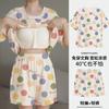 Pijama para Mujer Verano Manga Corta Dulce Estilo Coreano Dibujos Animados Estudiante Casual Holgado Talla Grande Ropa para Dormitorio Hogar con Almohadillas en el Pecho